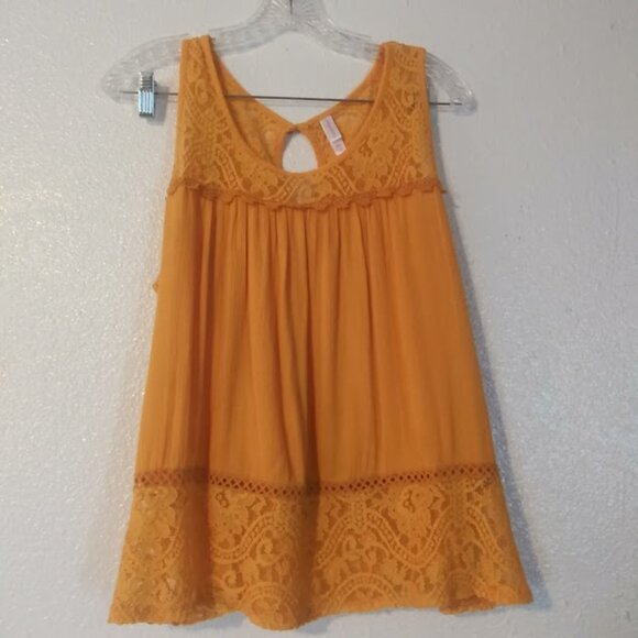 Xhilaration women's size XXL yellow lace blouse - Picture 1 of 14